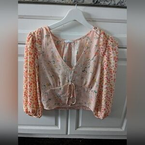 Boho Floral V-Neck Blouse Top By Sienna Sky Small
